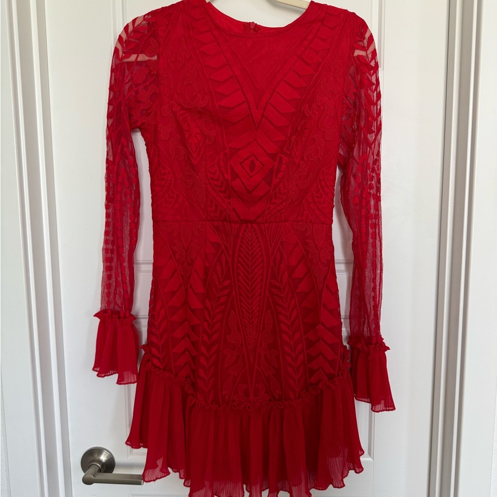 Cheeky Chic Red Dress Women’s Lace Ruffles Size Small Valentines Day
